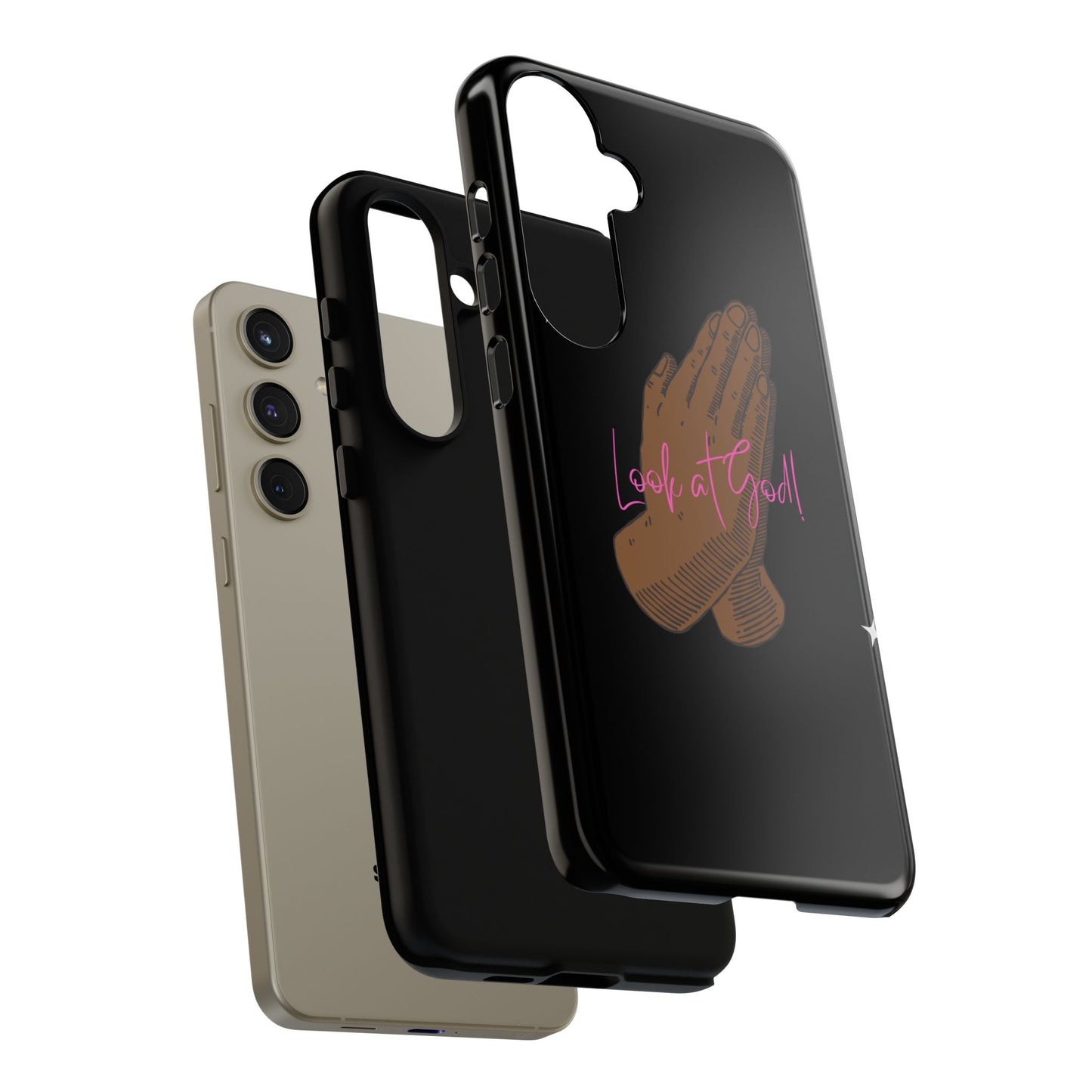 Phone Cases - 'Look at God' Praying Hands Religious Design Tough Case for Samsung