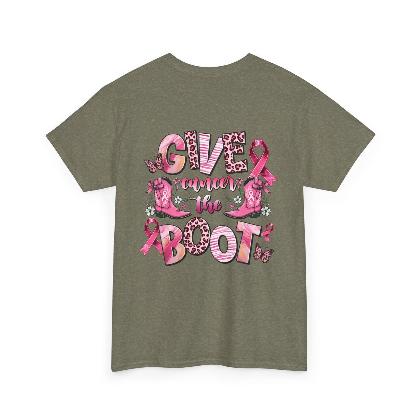 Breast Cancer Awareness Tee - "Give Cancer the Boot" Unisex Cotton Shirt