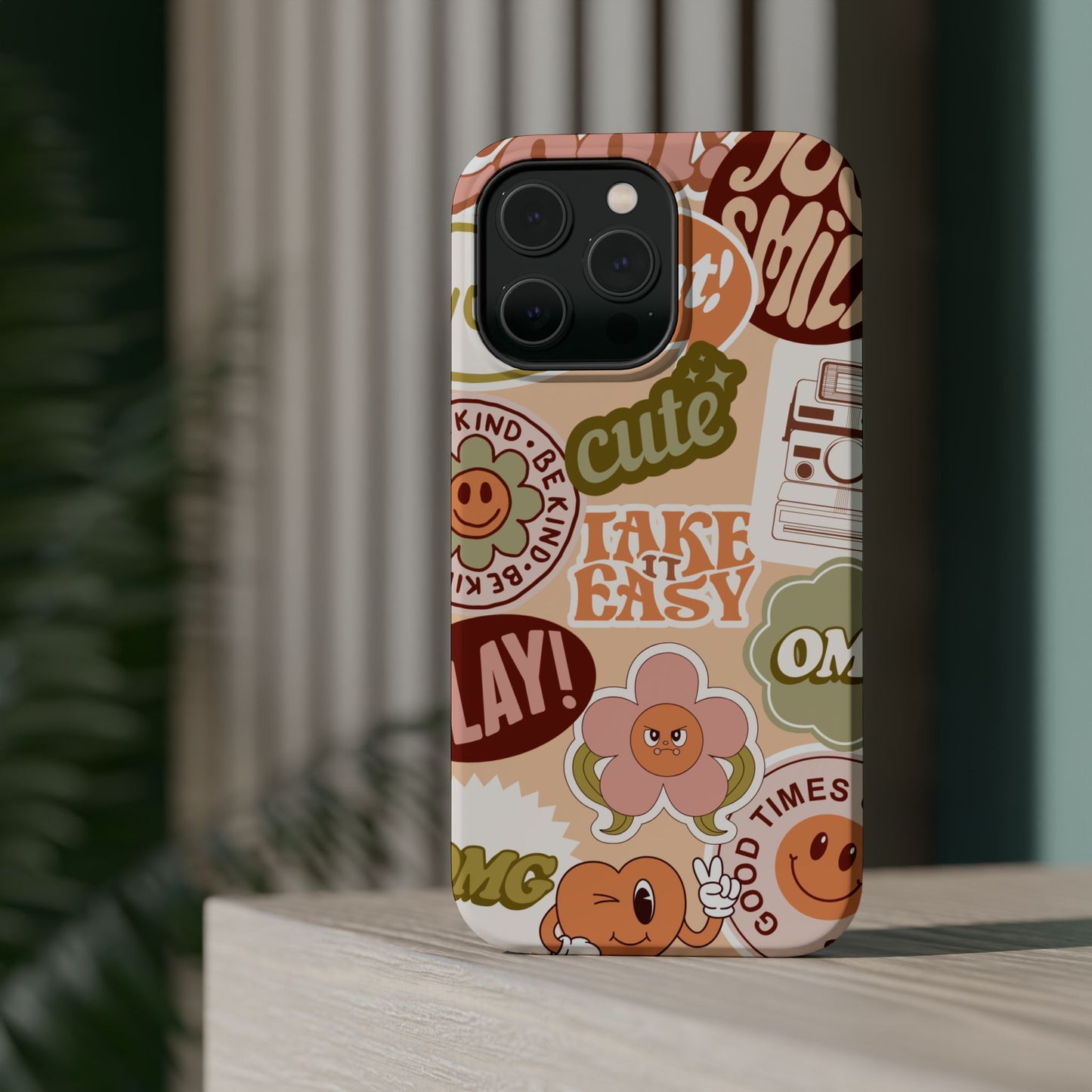 Cute Retro, Positive Affirmation Sticker Phone Case, Funky Phone Cover, Vibrant Design, Ideal Gift for Teens