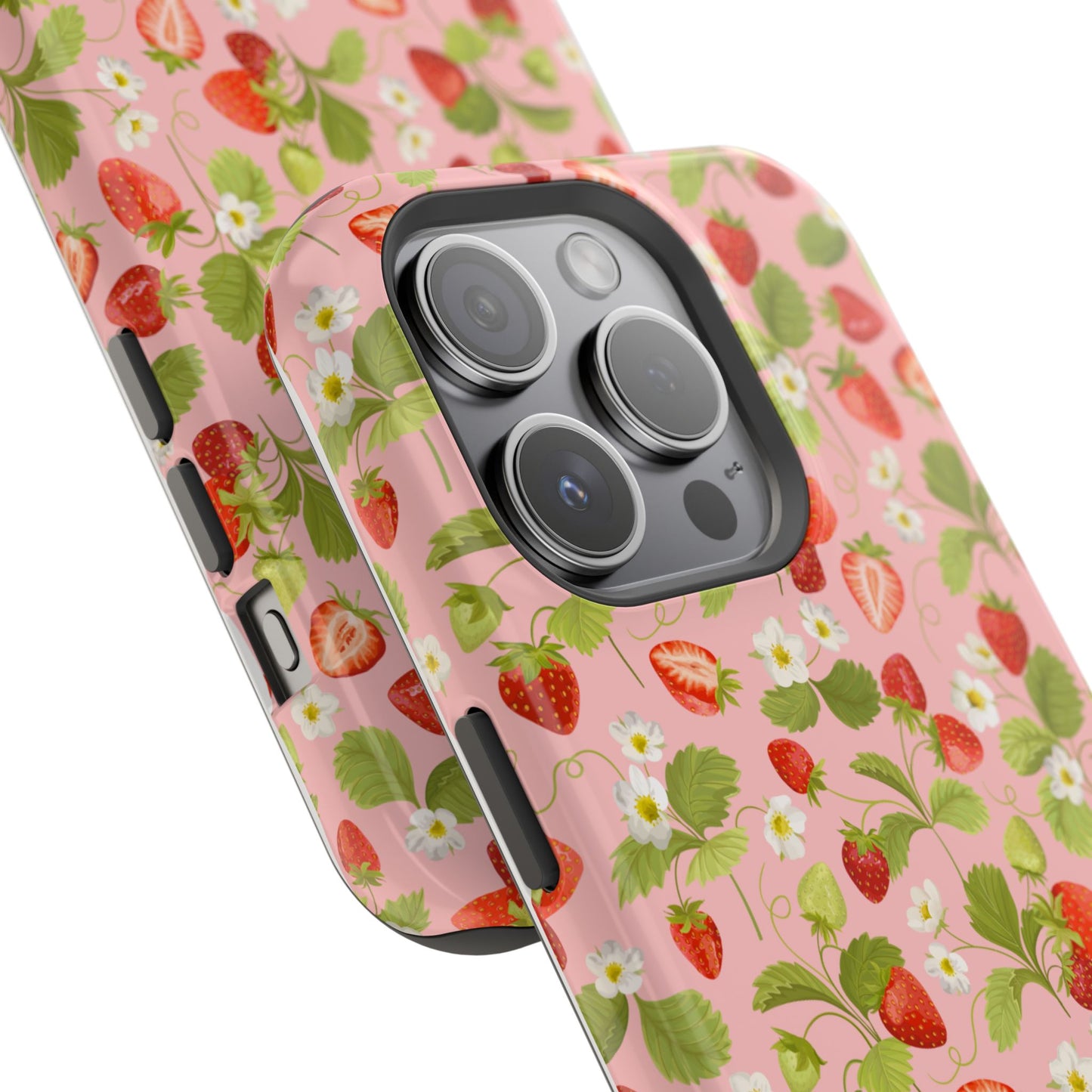 Strawberry Pattern Magnetic Phone Case, Fruit Lover’s Accessory, Cute Gift, Summer Vibe, Phone Protection