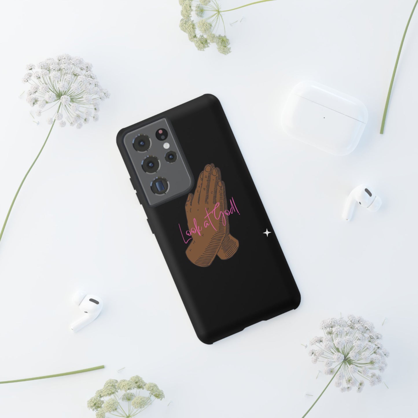 Phone Cases - 'Look at God' Praying Hands Religious Design Tough Case for Samsung