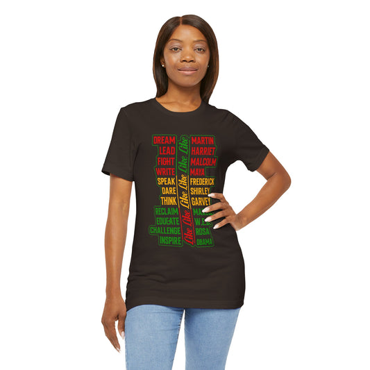 Empowerment Unisex Tee - Juneteenth Dream, Lead, Fight, Write, Celebrate Change & Inspiration