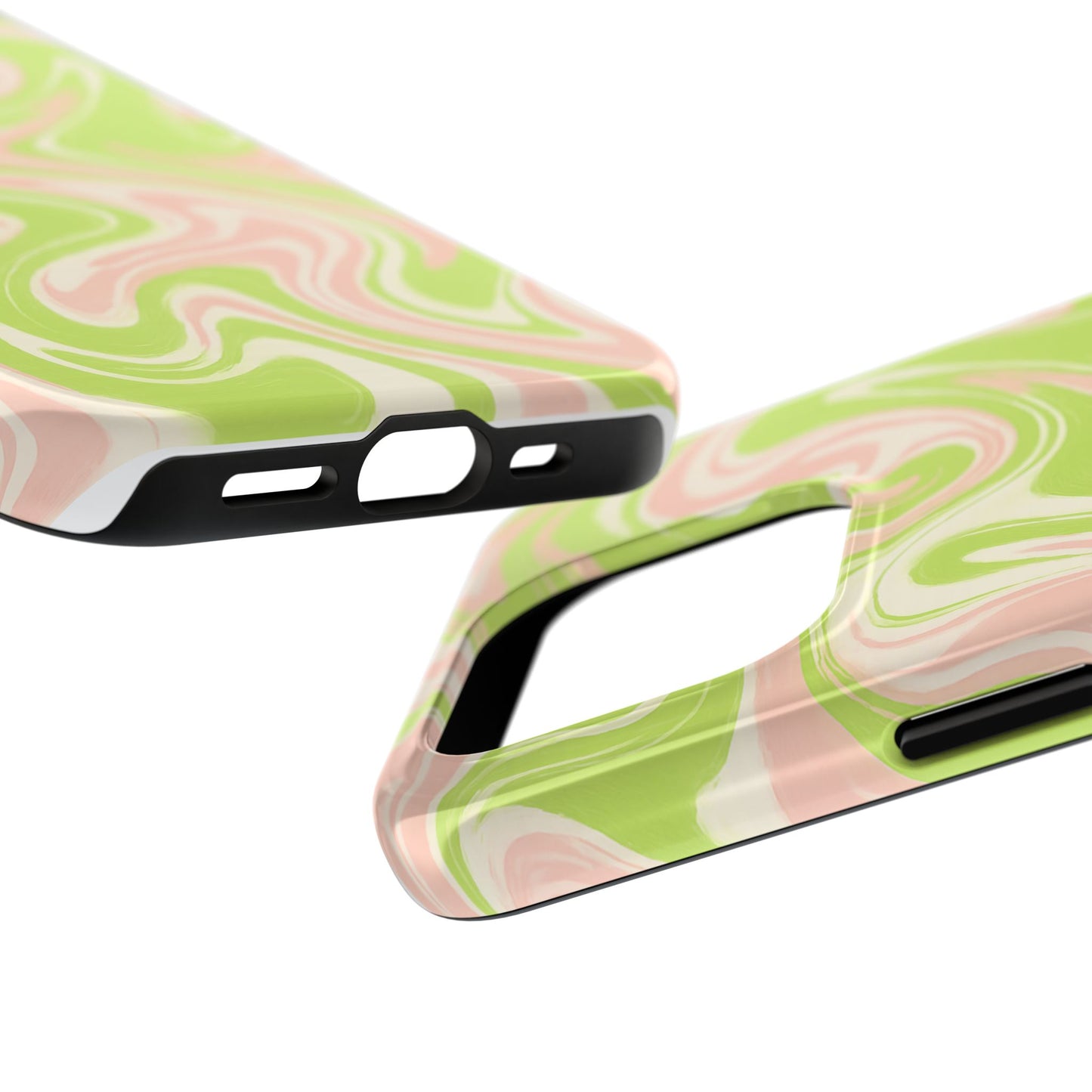 Pink & Green Stylish Tough Phone Case, Durable Protection, Gift for Friends, Colorful Marble Design