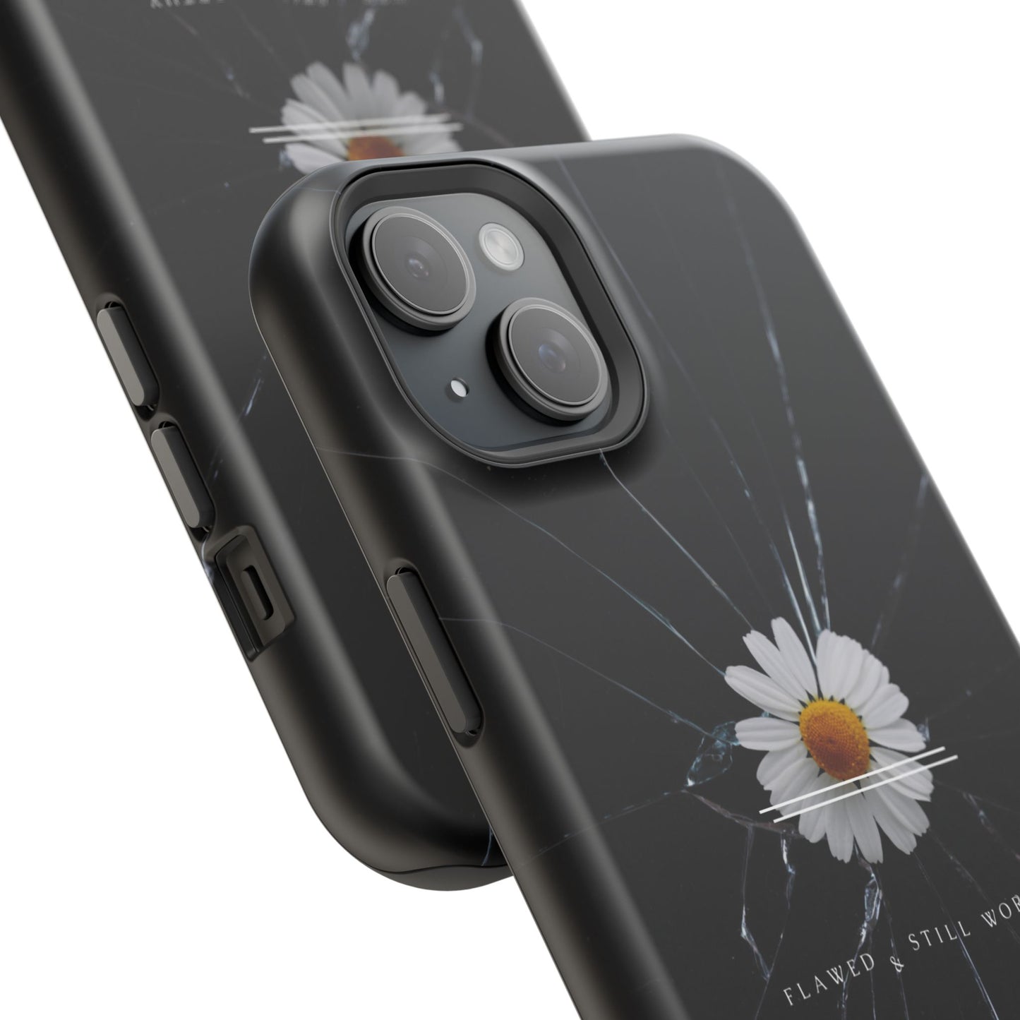 Flawed But Still Worthy Phone Case - Tough Cases, Inspirational Gift, Floral Design, Self-Love