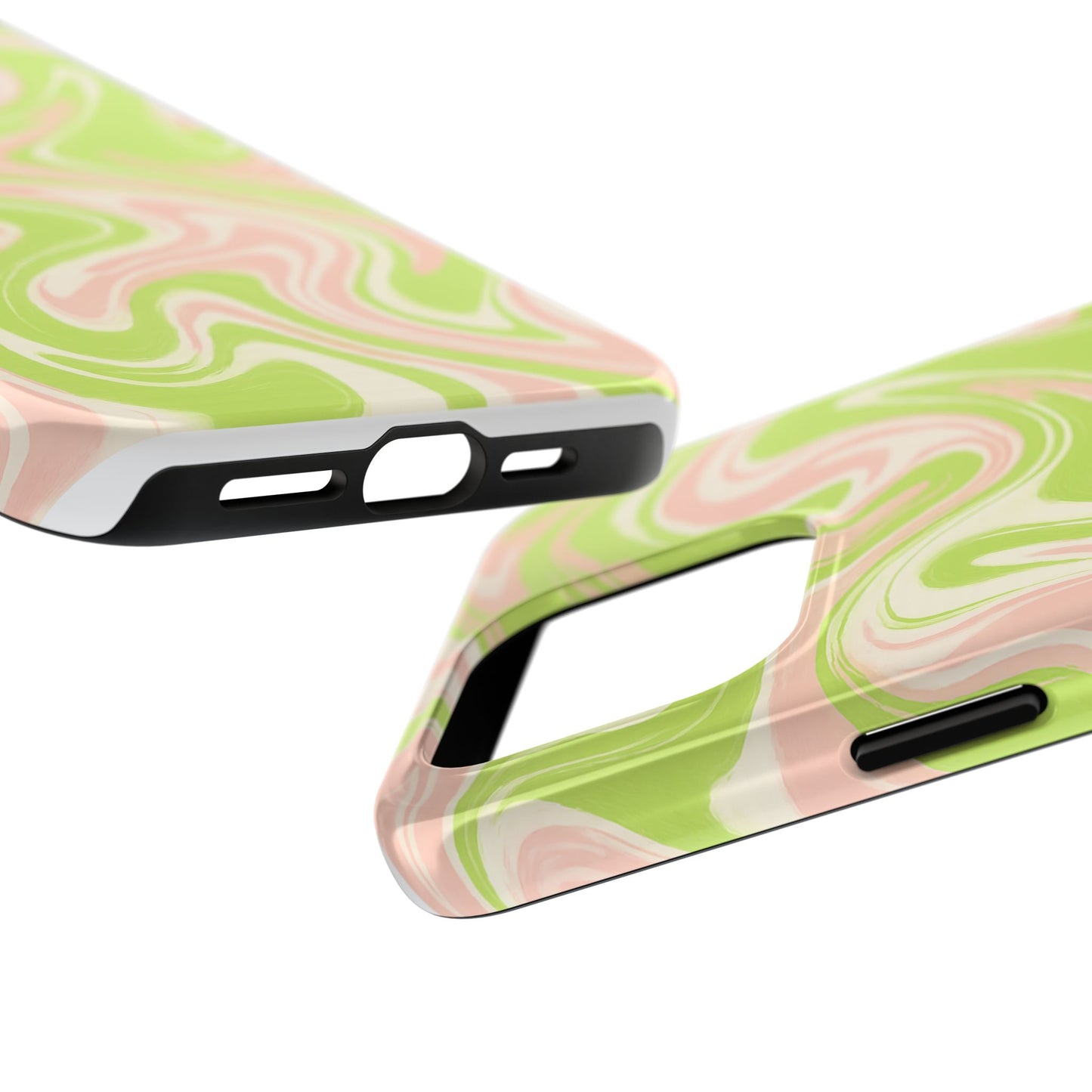 Pink & Green Stylish Tough Phone Case, Durable Protection, Gift for Friends, Colorful Marble Design
