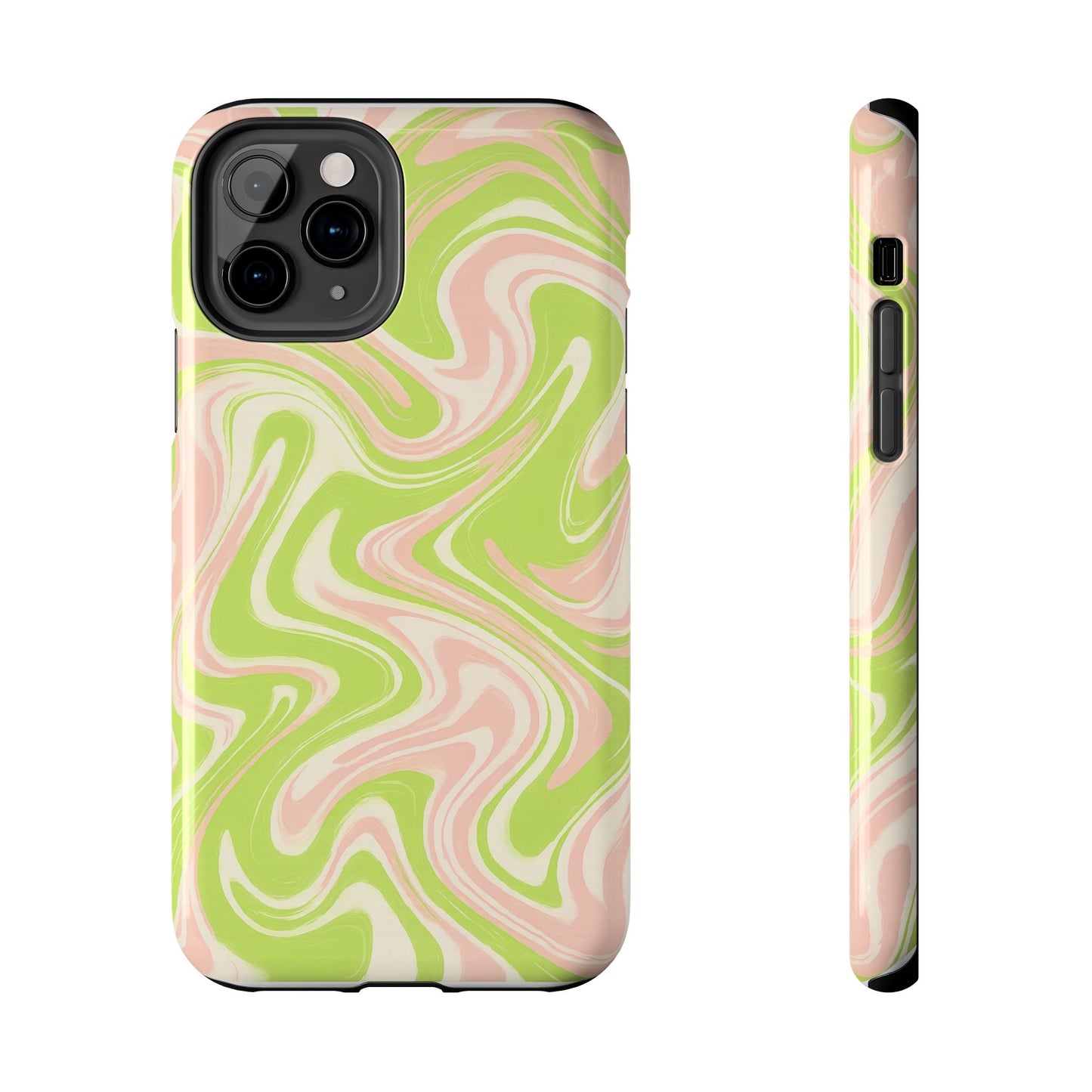 Pink & Green Stylish Tough Phone Case, Durable Protection, Gift for Friends, Colorful Marble Design