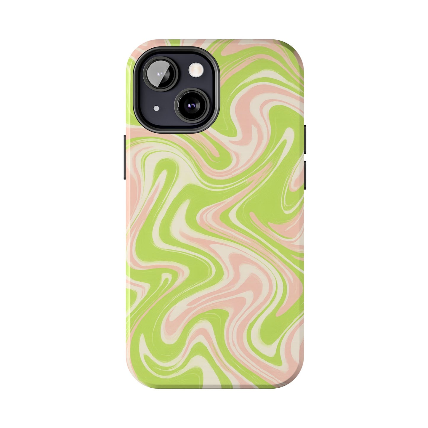 Pink & Green Stylish Tough Phone Case, Durable Protection, Gift for Friends, Colorful Marble Design