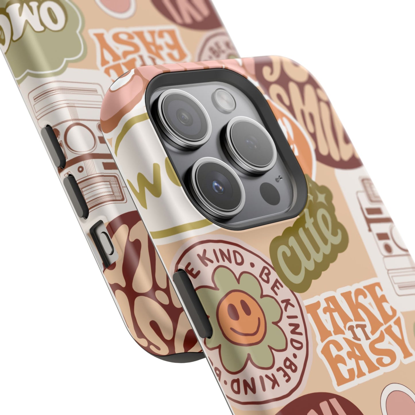 Cute Retro, Positive Affirmation Sticker Phone Case, Funky Phone Cover, Vibrant Design, Ideal Gift for Teens