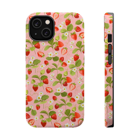 Strawberry Pattern Magnetic Phone Case, Fruit Lover’s Accessory, Cute Gift, Summer Vibe, Phone Protection