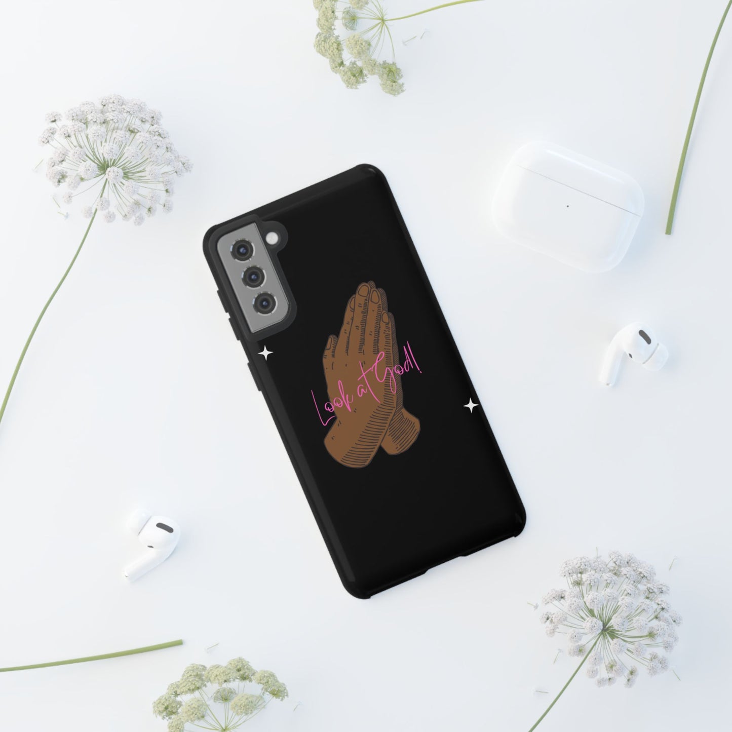 Phone Cases - 'Look at God' Praying Hands Religious Design Tough Case for Samsung