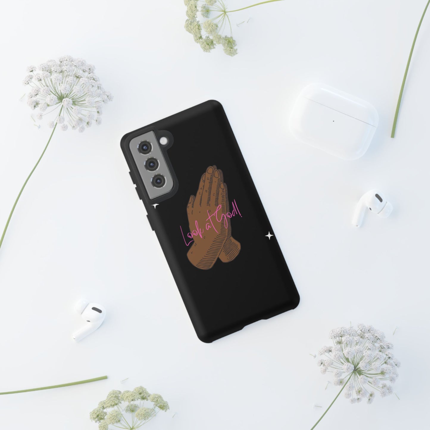 Phone Cases - 'Look at God' Praying Hands Religious Design Tough Case for Samsung
