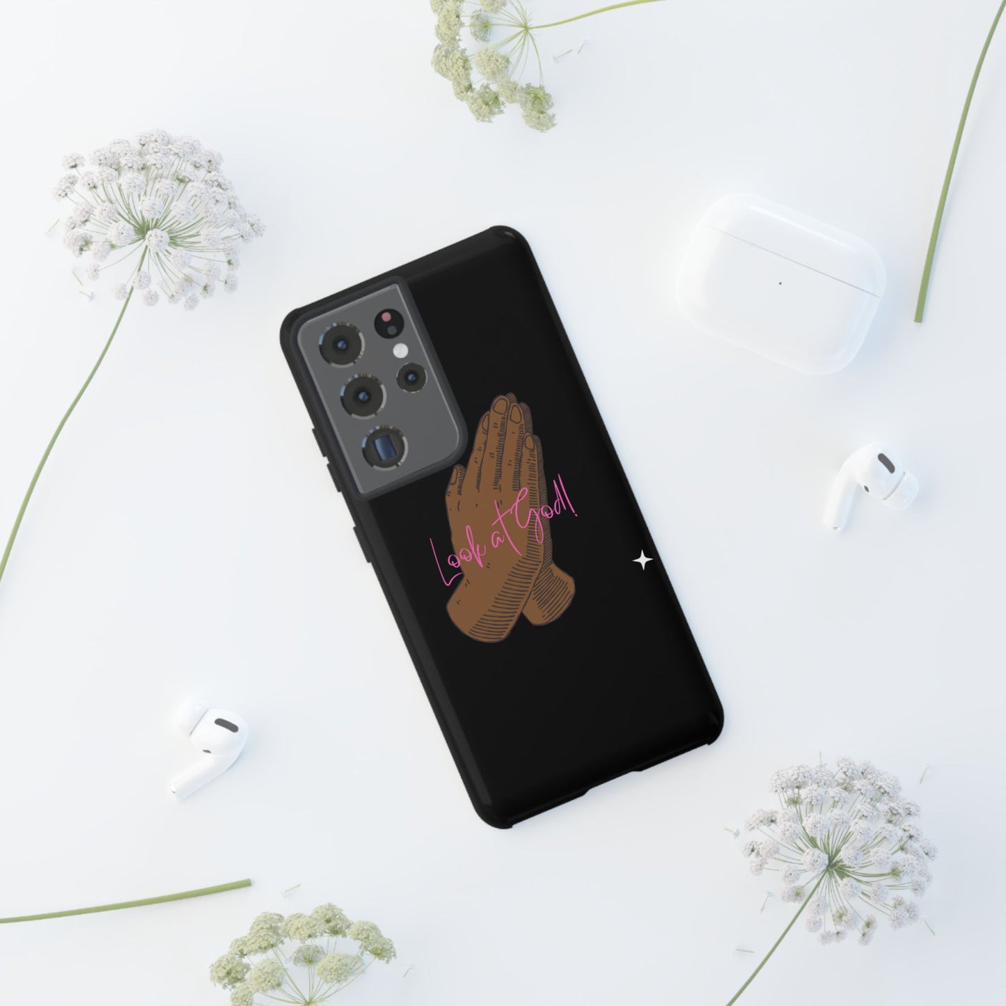Phone Cases - 'Look at God' Praying Hands Religious Design Tough Case for Samsung