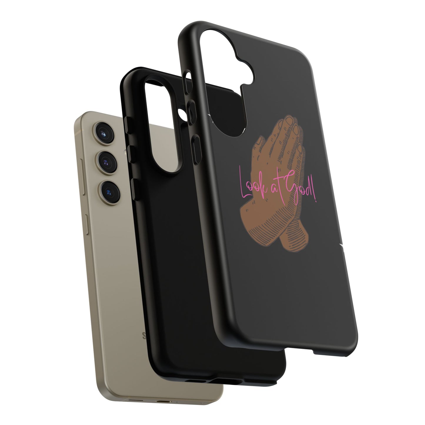 Phone Cases - 'Look at God' Praying Hands Religious Design Tough Case for Samsung