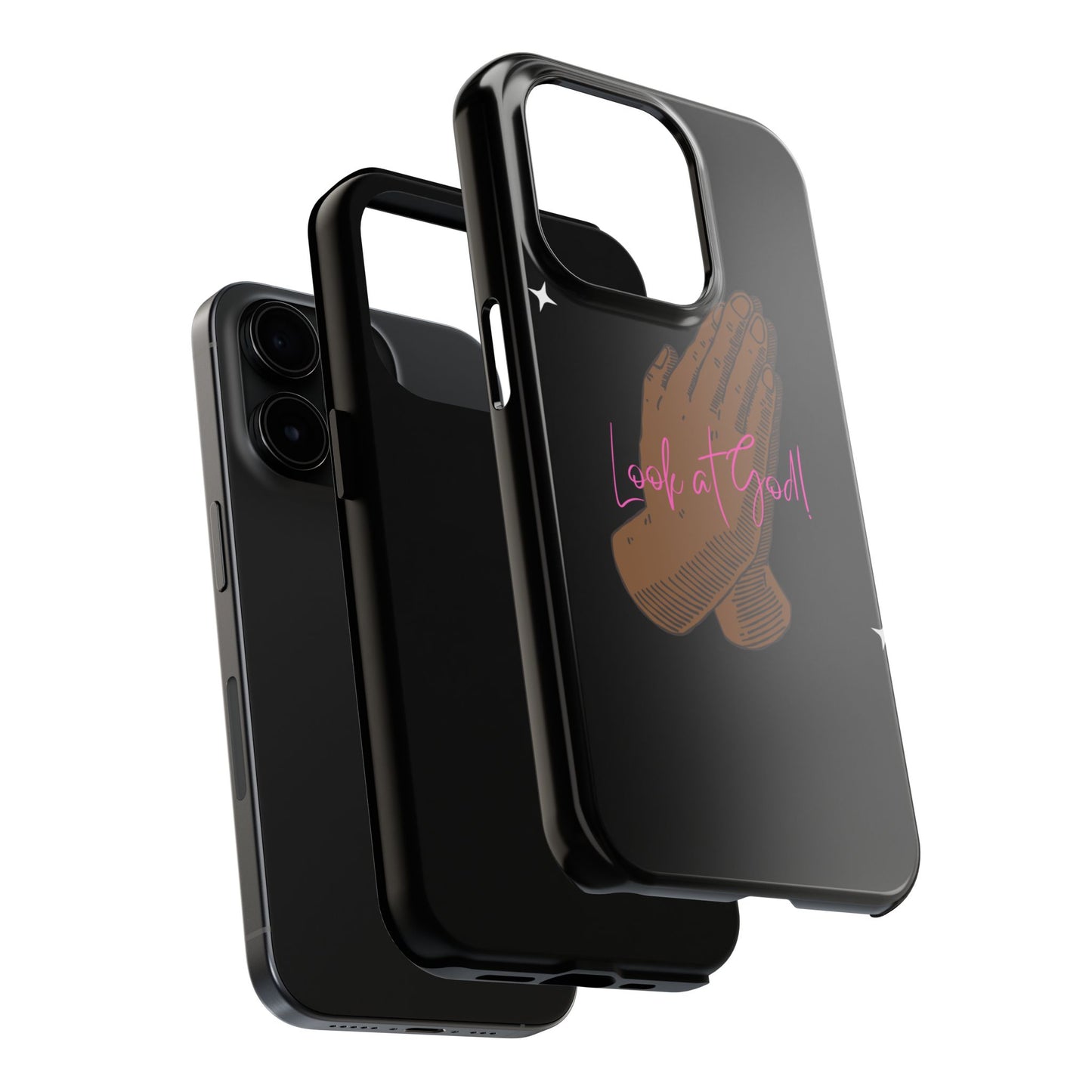 Phone Cases - 'Look at God' Praying Hands Religious Design Tough Case for iPhone