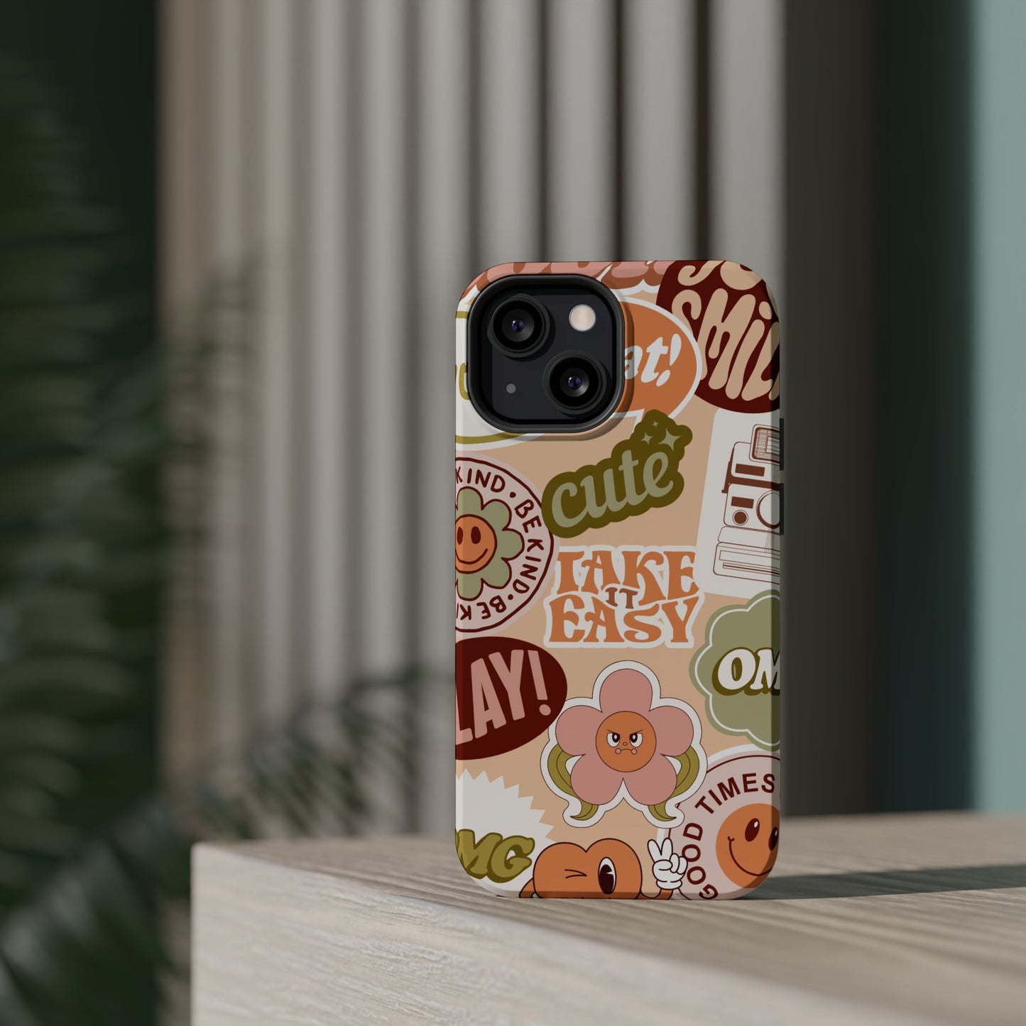 Cute Retro, Positive Affirmation Sticker Phone Case, Funky Phone Cover, Vibrant Design, Ideal Gift for Teens