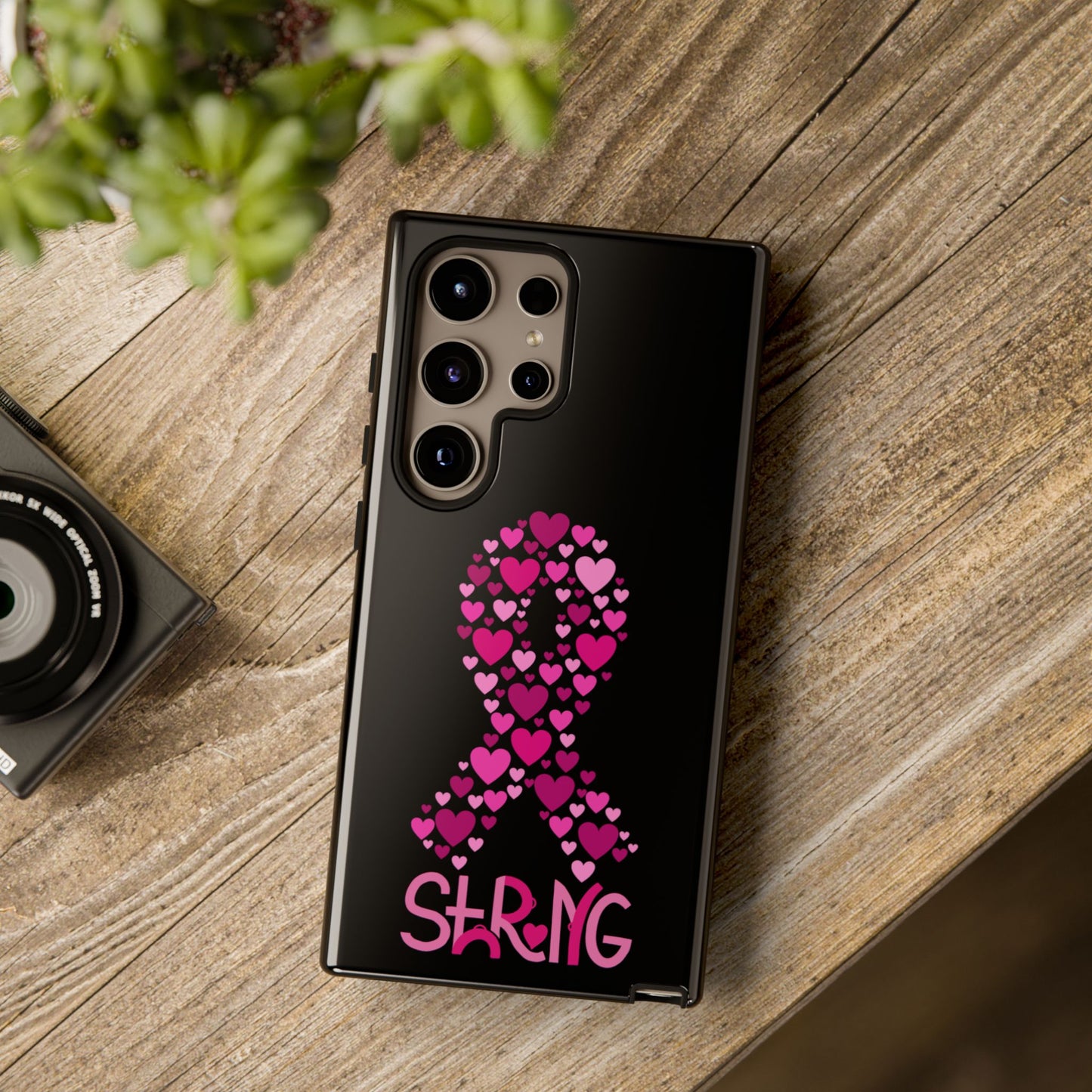 Pink Ribbon Phone Case - Strong Heart Design, Cancer Awareness, Gift for Supporters for Samsung