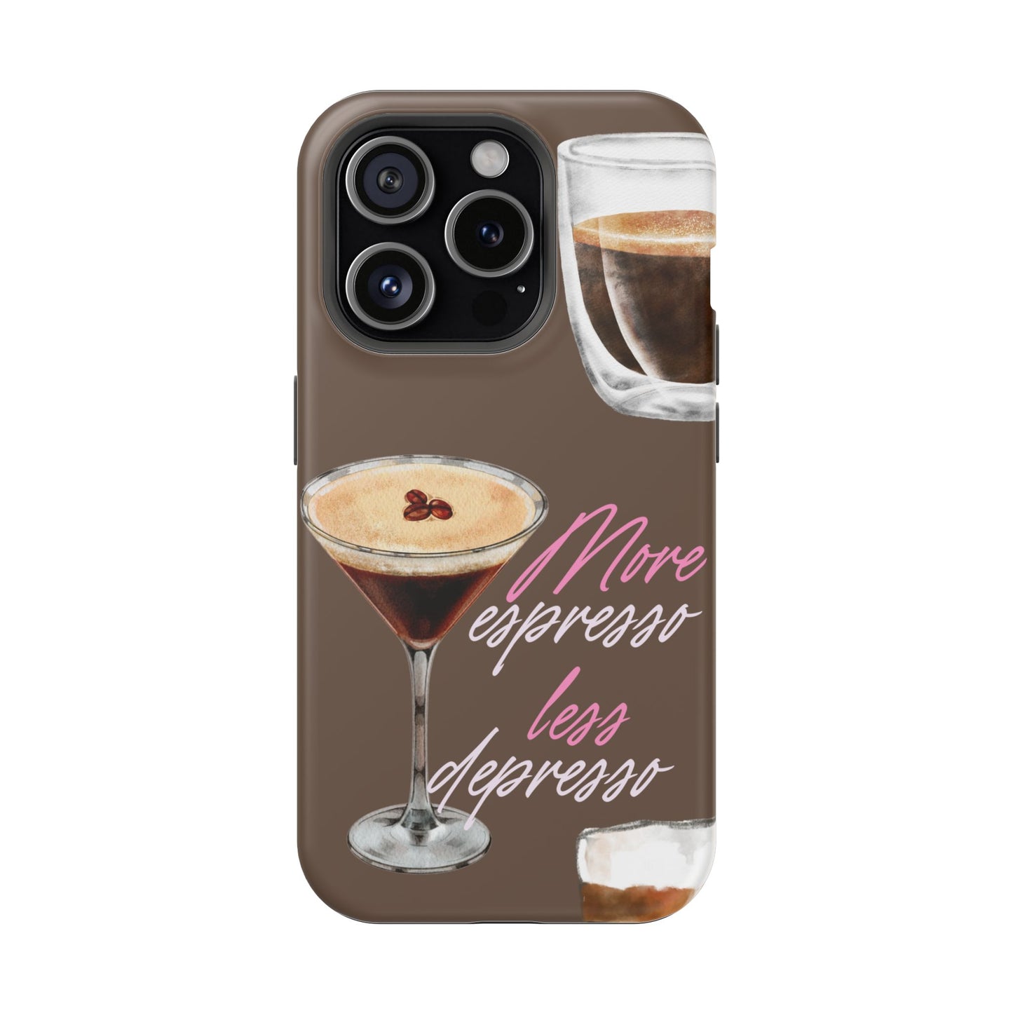 Coffee Quote MAGNETIC Tough Cases, More Espresso Less Depresso Cute Coffee Lover Gifts