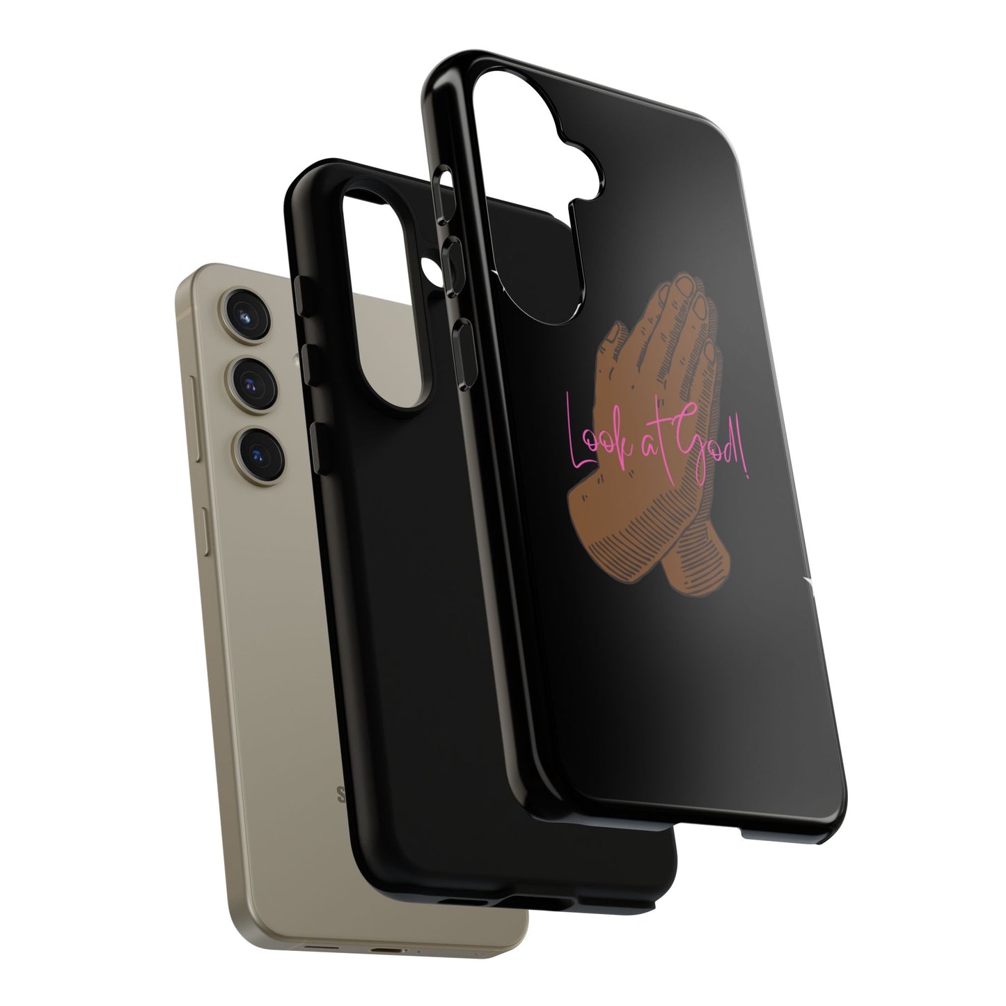 Phone Cases - 'Look at God' Praying Hands Religious Design Tough Case for Samsung