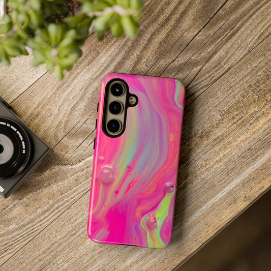 Pink Trendy Futuristic Tough Phone Case with Colorful Abstract Design for Samsung