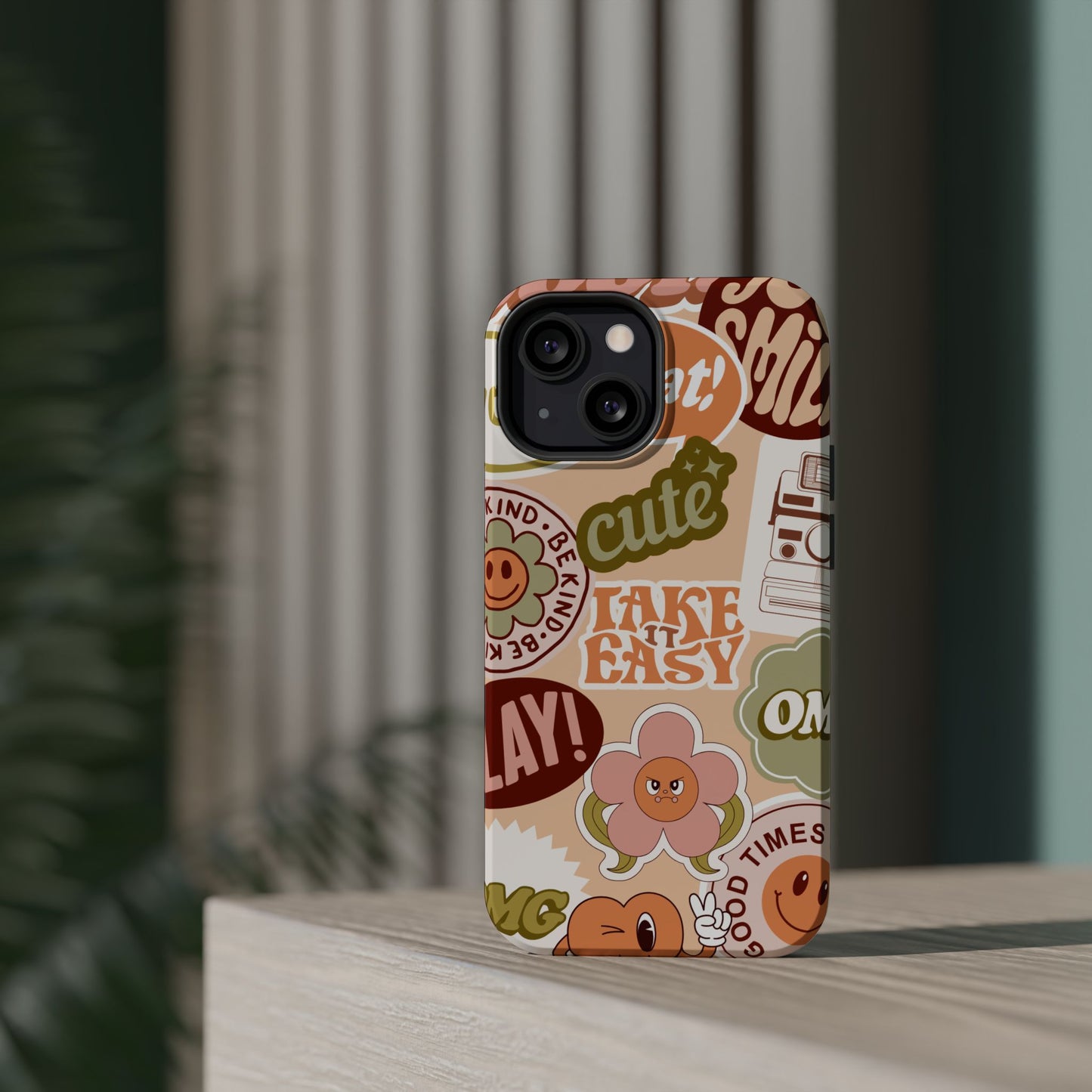 Cute Retro, Positive Affirmation Sticker Phone Case, Funky Phone Cover, Vibrant Design, Ideal Gift for Teens