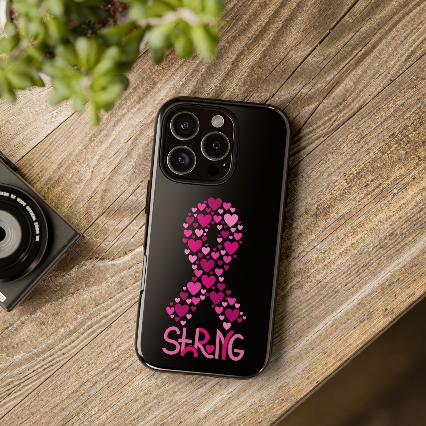 Pink Ribbon Phone Case - Strong Heart Design, Cancer Awareness, Gift for Supporters for IPhone