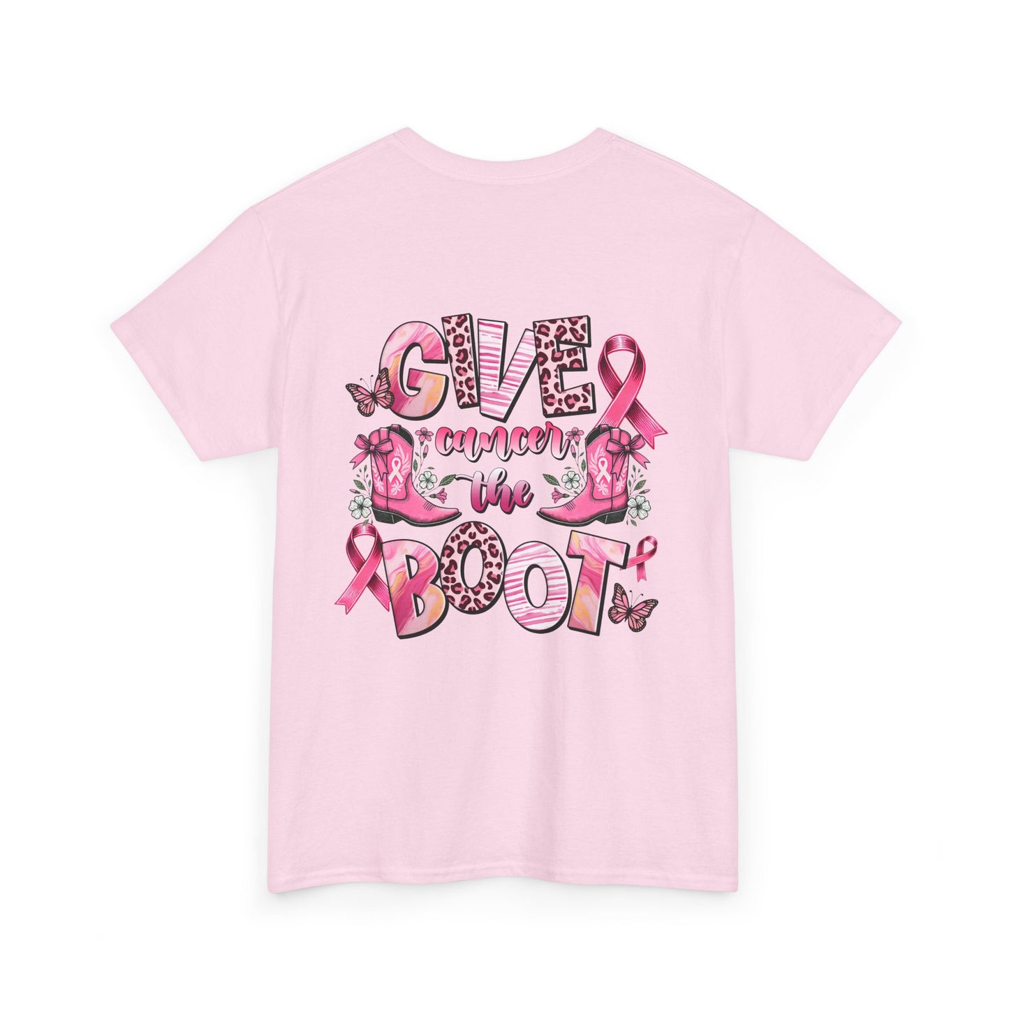 Breast Cancer Awareness Tee - "Give Cancer the Boot" Unisex Cotton Shirt