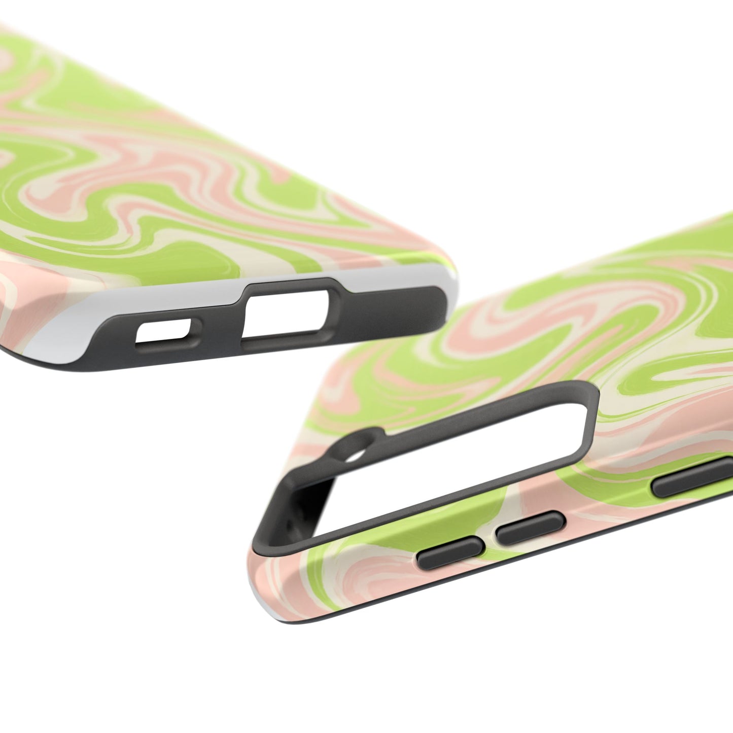 Pink & Green Stylish Tough Phone Case, Durable Protection, Gift for Friends, Colorful Marble Design