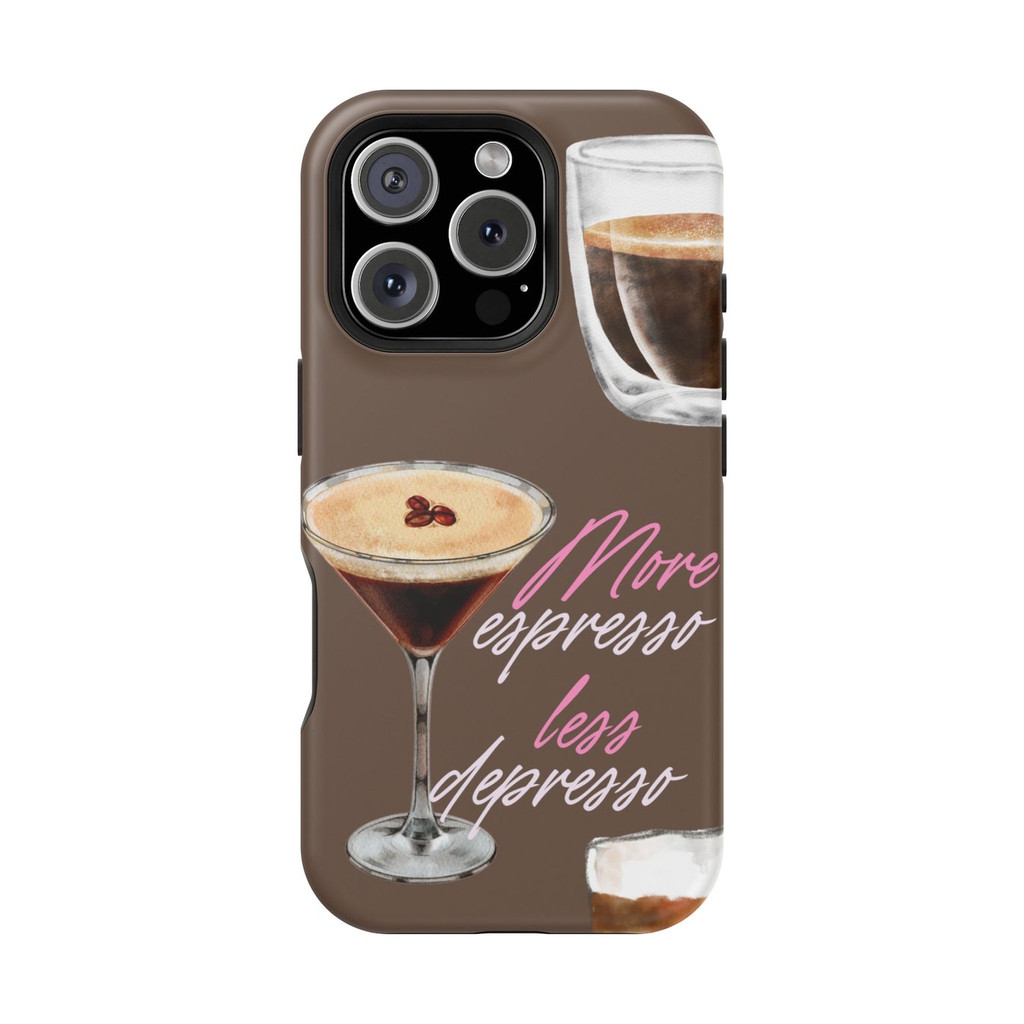 Coffee Quote MAGNETIC Tough Cases, More Espresso Less Depresso Cute Coffee Lover Gifts