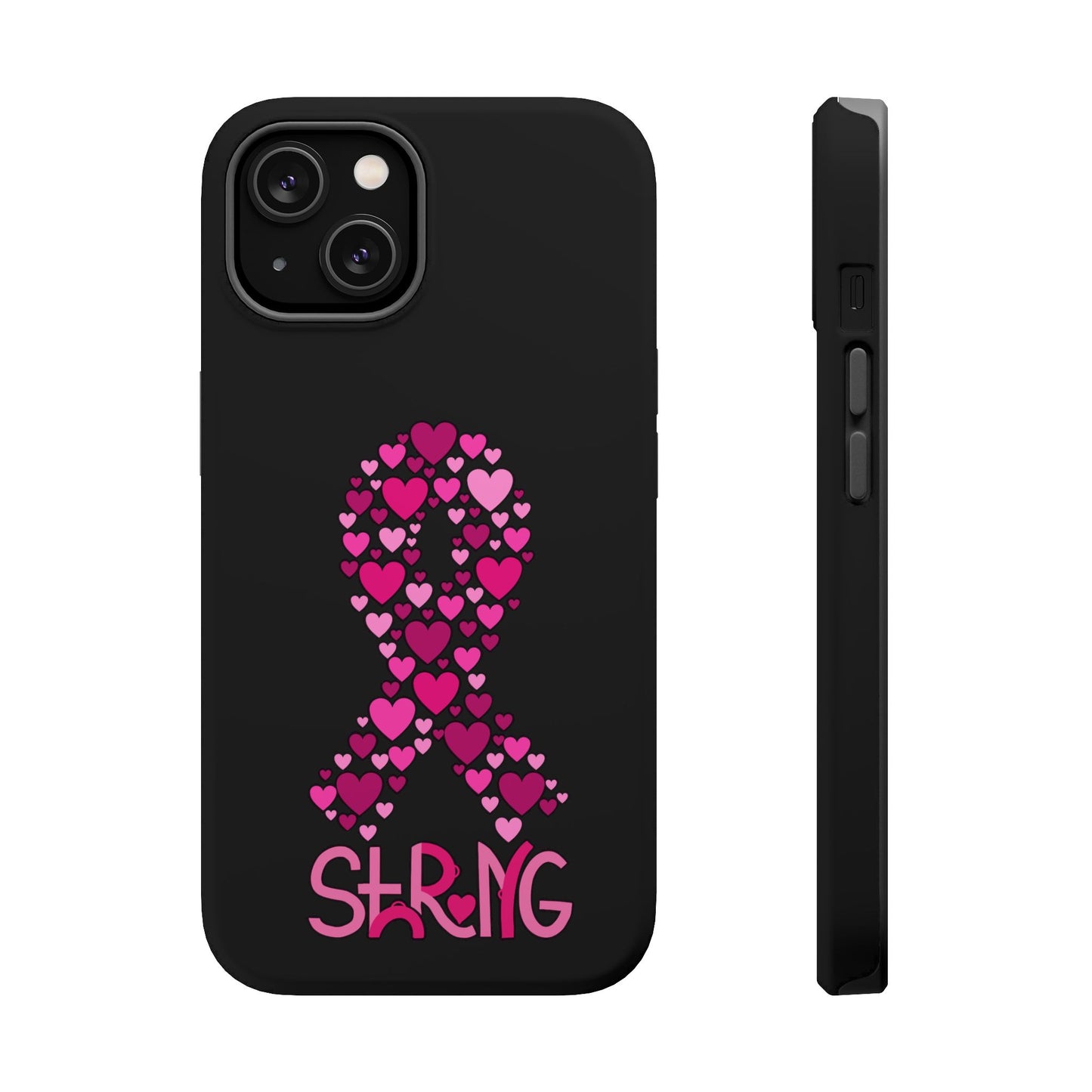 Pink Ribbon Magnetic Phone Case - Strong Heart Design, Cancer Awareness, Gift for Supporters for IPhone