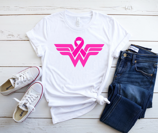 Empowerment Unisex Heavy Cotton Tee - Pink Wings & Ribbon Design