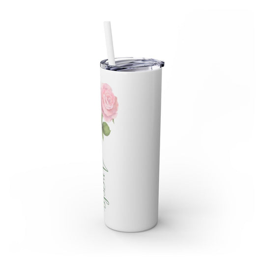 Personalized Skinny Tumbler with Straw, 20oz for Mother's Day or Birthday Gift