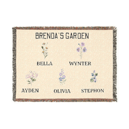 Nana's, Mom, Grandma's, or GlamMa's Garden Mother's Day Blanket Gift (Personalized/Customized) for 5 kids